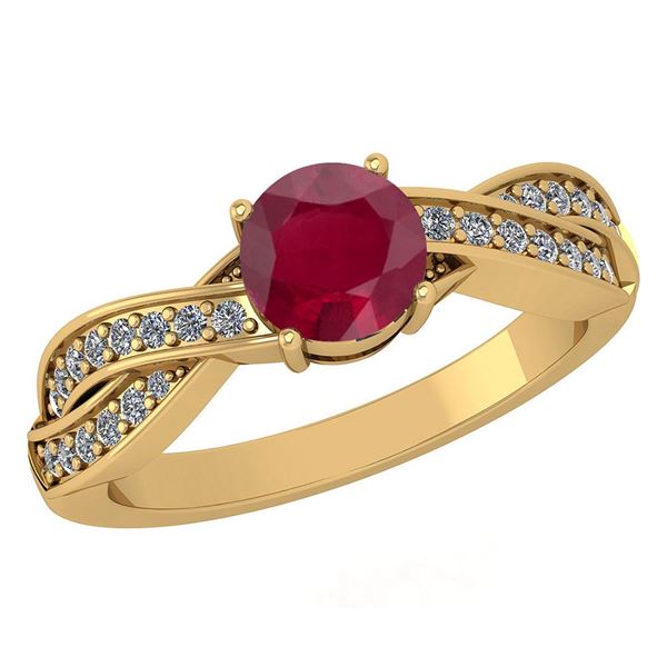Certified 1.05 Ctw Ruby And Diamond 14K Yellow Gold Hal