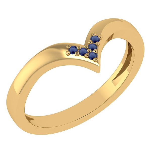 Certified 0.03Ctw Blue Sapphire And Diamond 14k Yellow