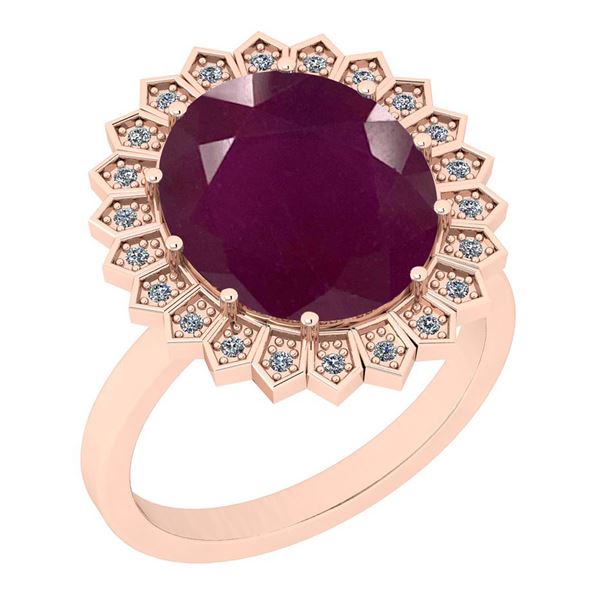 Certified 9.15 Ctw SI2/I1 Ruby And Diamond 14K Rose Gol