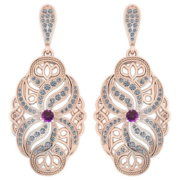 Certified 1.18 Ctw Amethyst And Diamond Wedding/Engagem