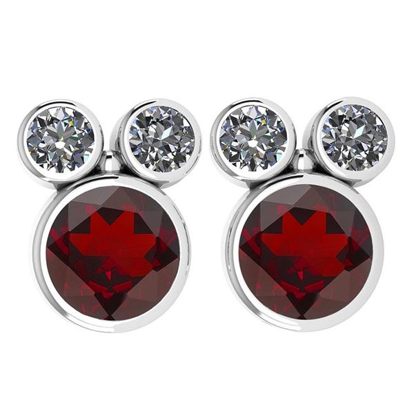 Certified 3.14 Ctw Garnet And Diamond VS/SI1 Earrings 1