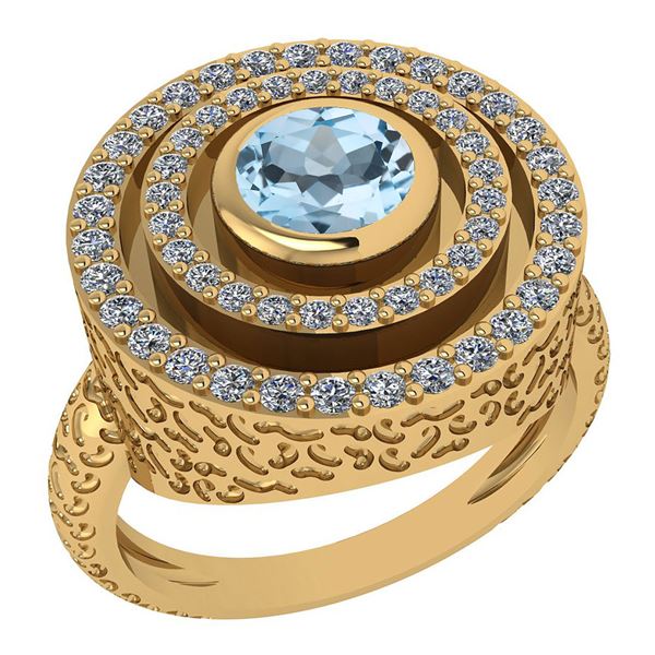 Certified 0.87 Ctw Aquamrine And Diamond Wedding/Engage