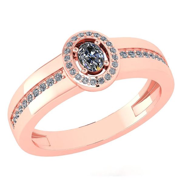 Certified 0.35 Ctw Diamond 14K Rose Gold Halo Ring