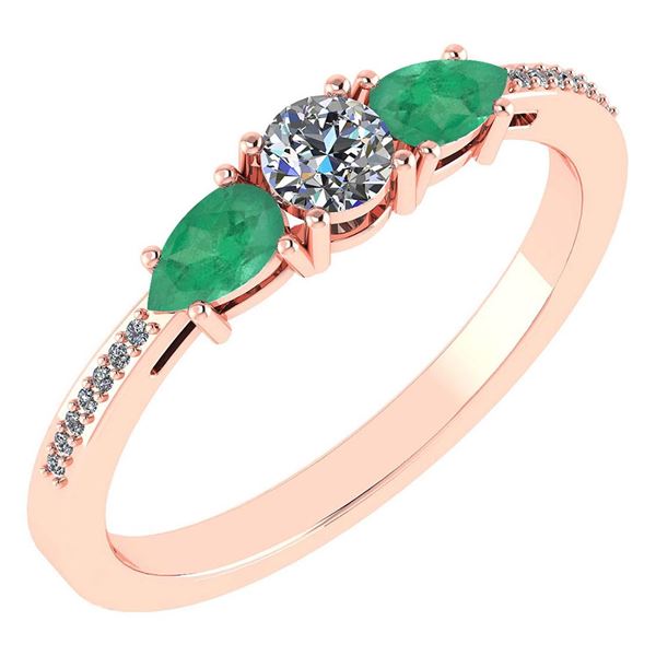Certified 0.77 Ctw Emerald And Diamond 14k Rose Gold Ha