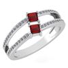 Image 1 : Certified 0.60 Ctw Garnet And Diamond 18k White Gold Ri