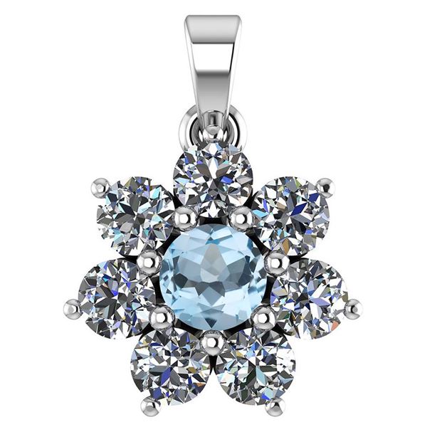 Certified 0.93 Ctw Aquamarine And Diamond 18K White Gol