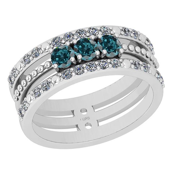 Certified 0.66 Ctw I2/I3 Treated Fancy Blue And Diamond