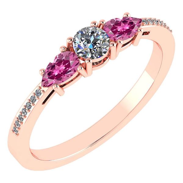 Certified 0.77 Ctw Pink Tourmaline And Diamond 14k Rose