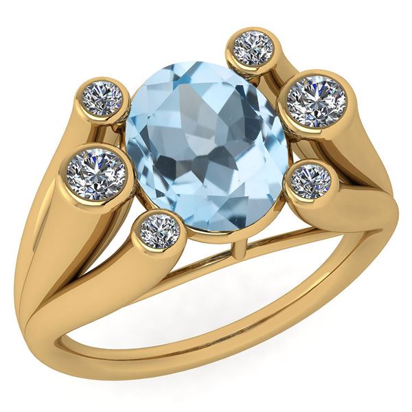 Certified 2.82 Ctw Blue Topaz And Diamond VS/SI1 Ring 1