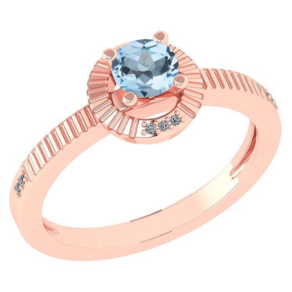 Certified 0.37 Ctw Aquamarine And Diamond 14k Rose Gold