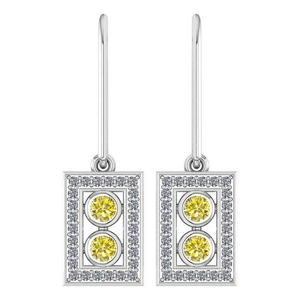 Certified 0.63 Ctw Treated Fancy Yellow Diamond And Dia