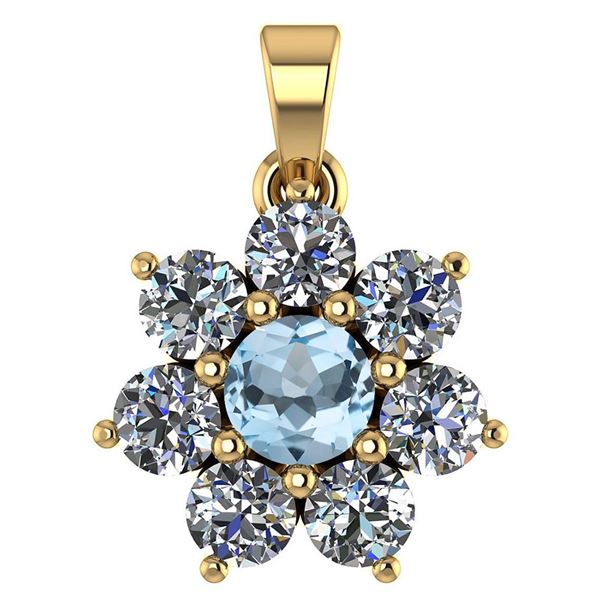 Certified 0.93 Ctw Aquamarine And Diamond 18K Yellow Go