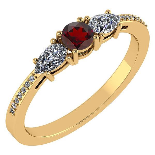 Certified 0.77 Ctw Garnet And Diamond 18K Yellow Gold H