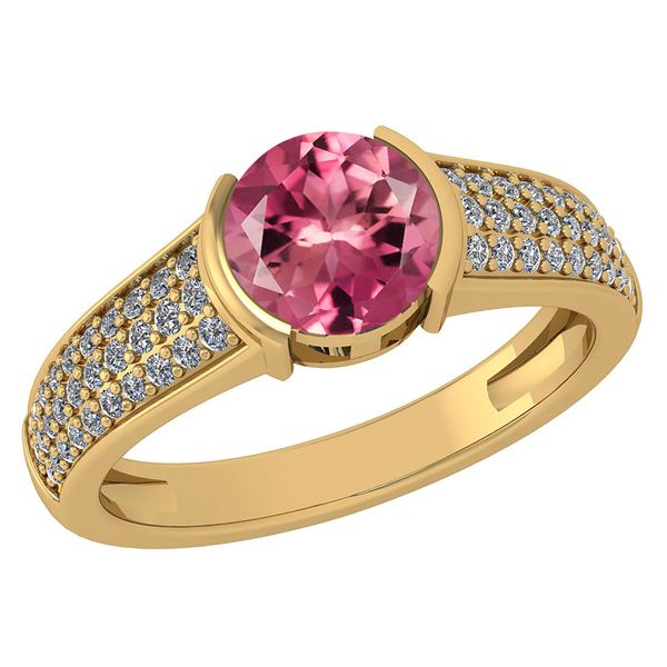 Certified 1.55 Ctw Pink Tourmaline And Diamond 14k Yell