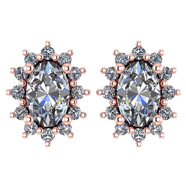 1.24 Ctw Diamond 14k Rose Gold Halo Stud Earrings