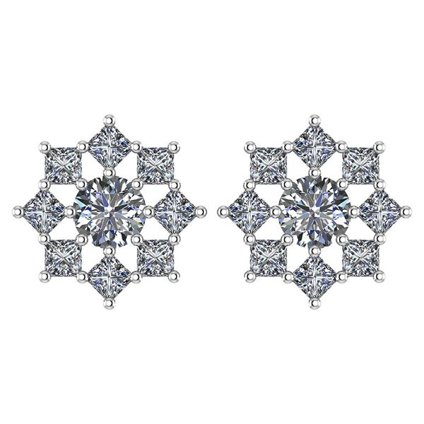 Certified 1.46 Ctw Diamond 18k White Gold Halo Stud Ear