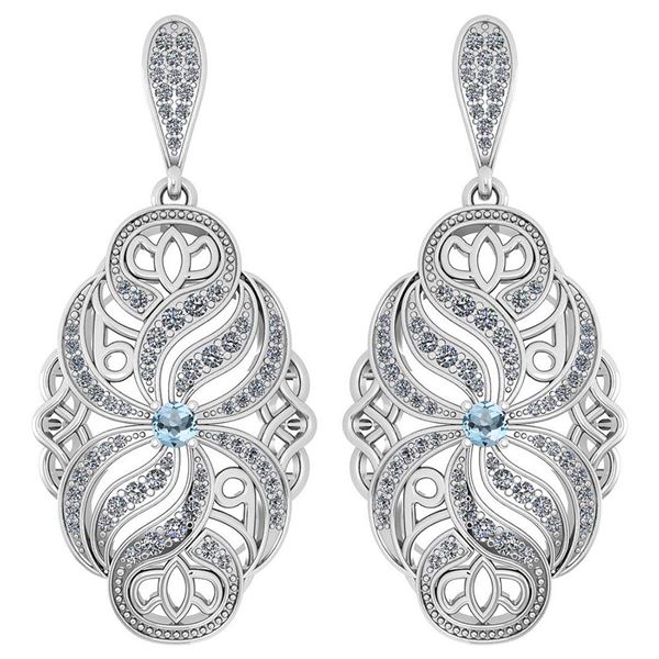 Certified 1.18 Ctw Aquamrine And Diamond Wedding/Engage