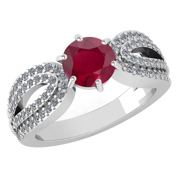 Certified 1.71 Ctw Ruby And Diamond Wedding/Engagement