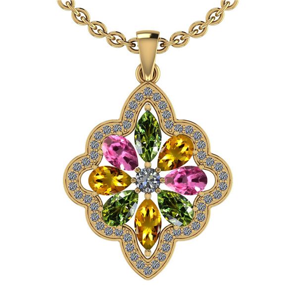 Certified 3.10 Ctw I2/I3 Multi Stone And Diamond 14K Ye