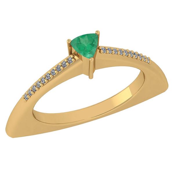 Certified 0.35Ctw Emerald And Diamond 14k Yellow Gold H