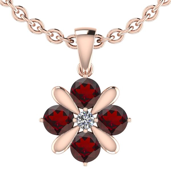 Certified 2.10 Ctw Garnet And Diamond SI1/SI2 14K Rose