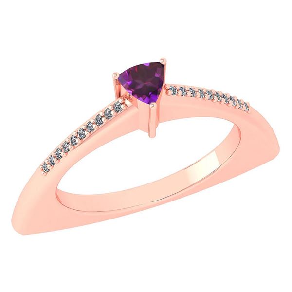 Certified 0.35 Ctw Amethyst And Diamond 14k Rose Gold H