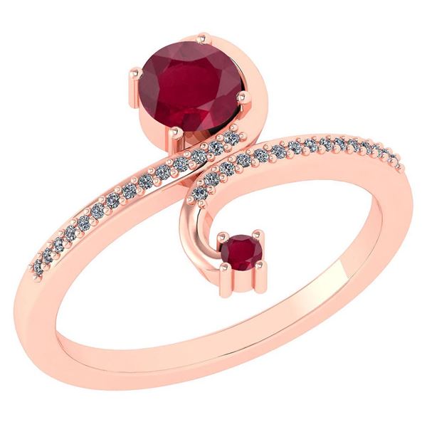 Certified 0.85 Ctw Ruby And Diamond 14k Rose Gold Halo
