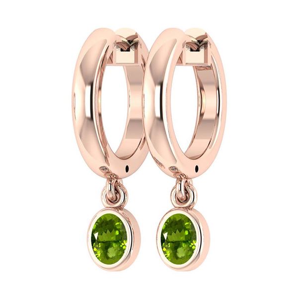 Certified 1.00 Ctw Peridot Hoop Earring 10K Rose Gold M