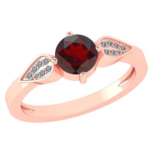 Certified 1.12 Ctw Garnet And Diamond 14k Rose Gold Hal