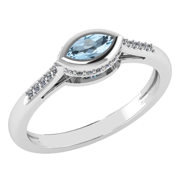 Certified 0.38 Ctw Aquamarine And Diamond 18k White Hal