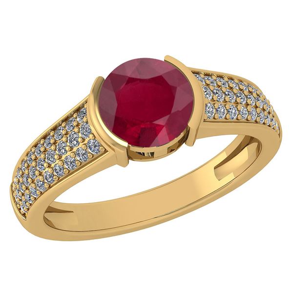 Certified 1.58 Ctw Ruby And Diamond 14k Yellow Gold Hal