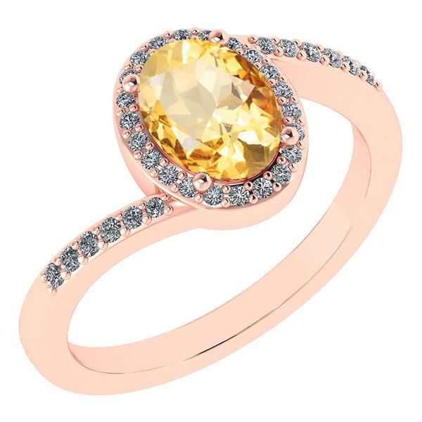 Certified 1.44 Ctw Citrine And Diamond 14k Rose Gold Ha