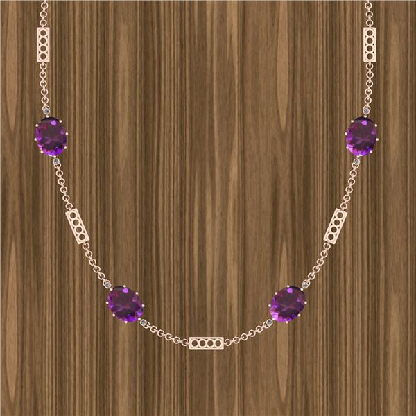 Certified 48.68 Ctw Amethyst And Diamond I2/I3 14K Rose