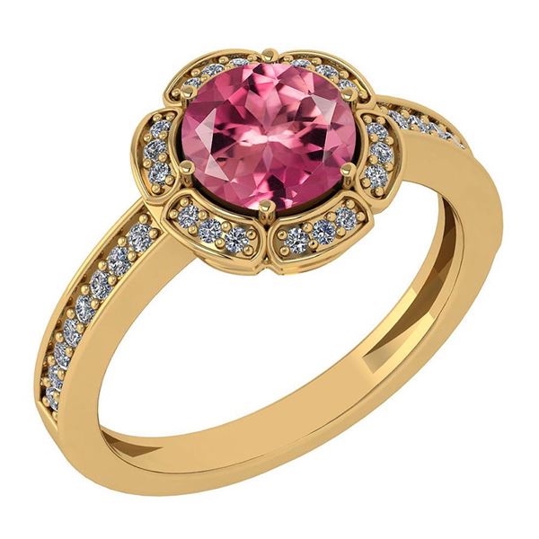 Certified 1.47 Ctw Pink Tourmaline And Diamond VS/SI1 E
