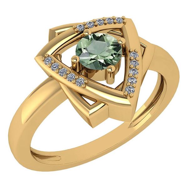 Certified 0.29 Ctw Green Amethyst And Diamond VS/SI1 Ha