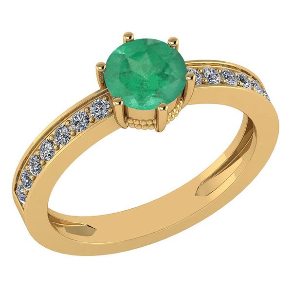 Certified 1.09 Ctw Emerald And Diamond VS/SI1 Halo Ring