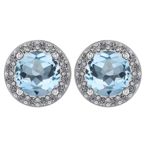 Certified 1.06 Ctw Aquamarine And Diamond 18K White Gol