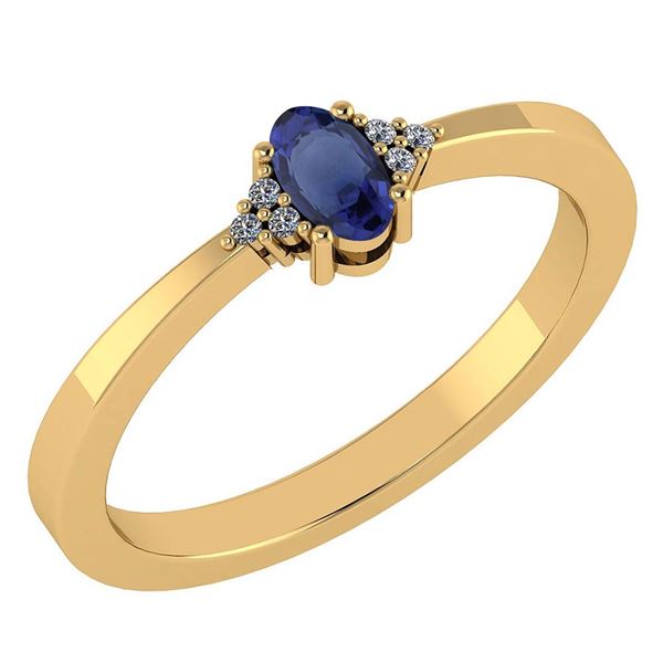 Certified 0.24 CTW Blue Sapphire And Diamond 14k Yellow