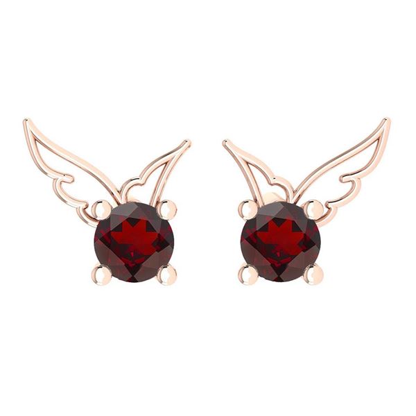Certified 0.50 Ctw Garnet Stud Earrings 14K Gold Rose G