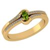 Image 1 : Certified 0.29 Ctw Peridot And Diamond 14k Yellow Gold