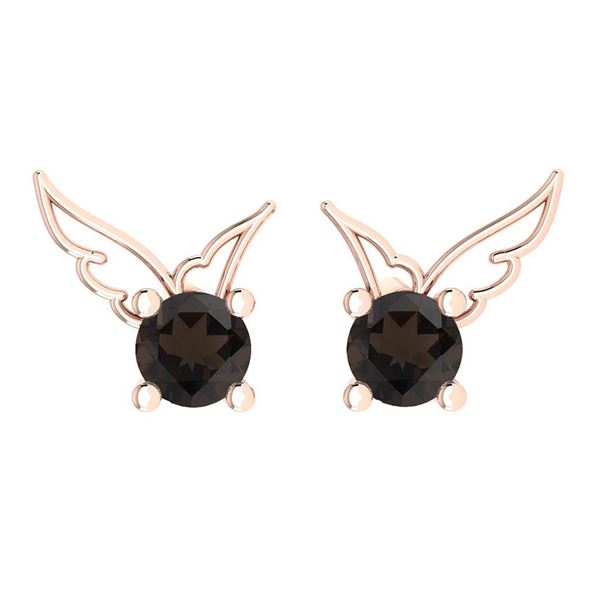 Certified 0.50 Ctw Smoky Quartz Stud Earrings 14K Gold