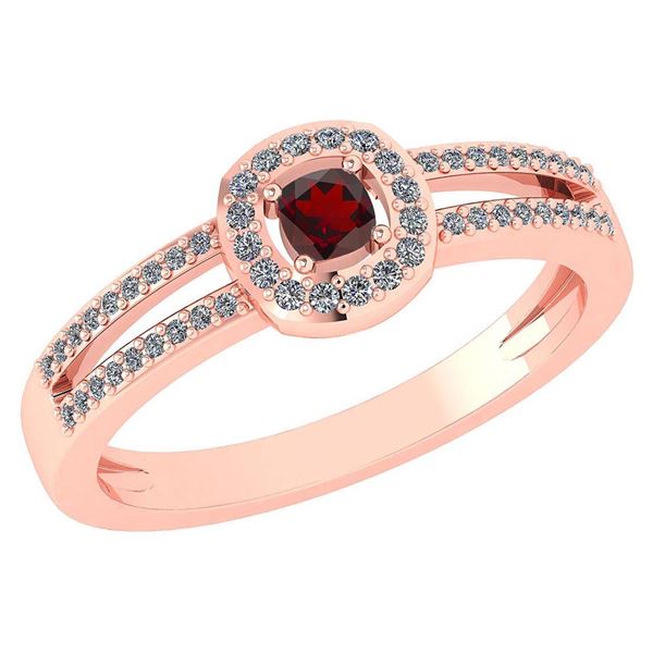 Certified 0.57 Ctw Garnet And Diamond 14k Rose Gold Hal