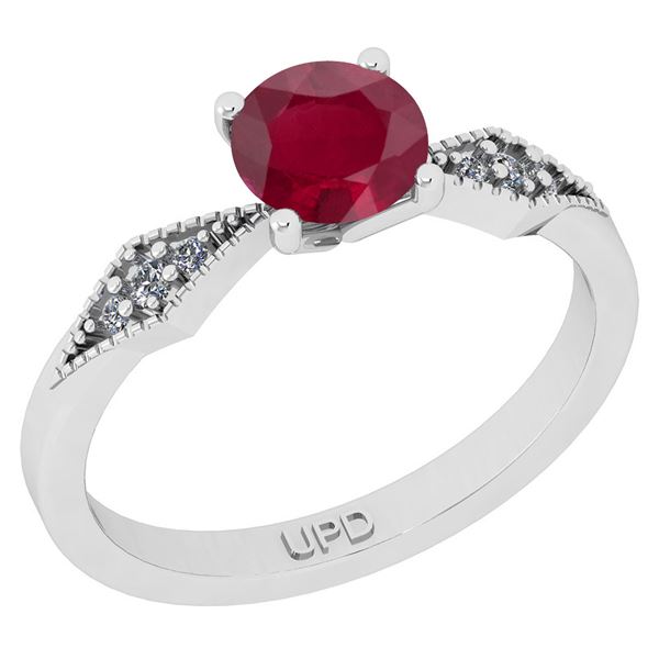 Certified 0.56 Ctw SI2/I1 Ruby And Diamond 14K White Go