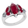 Image 1 : Certified 0.76 Ctw I2/I3 Ruby And Diamond 14K White Gol
