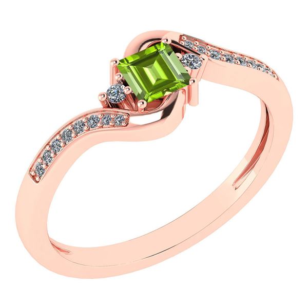 Certified 0.51 Ctw Peridot And Diamond 14k Rose Gold Ha