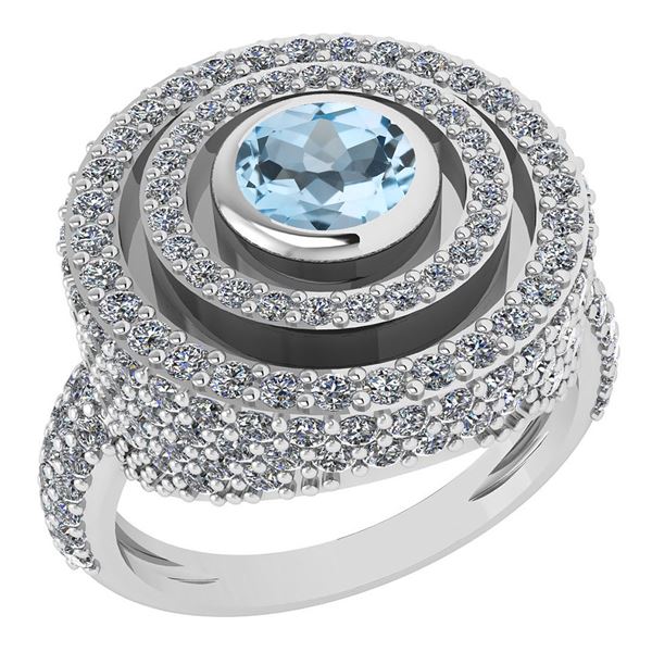 Certified 2.05Ctw Aquamrine And Diamond Wedding/Engagem