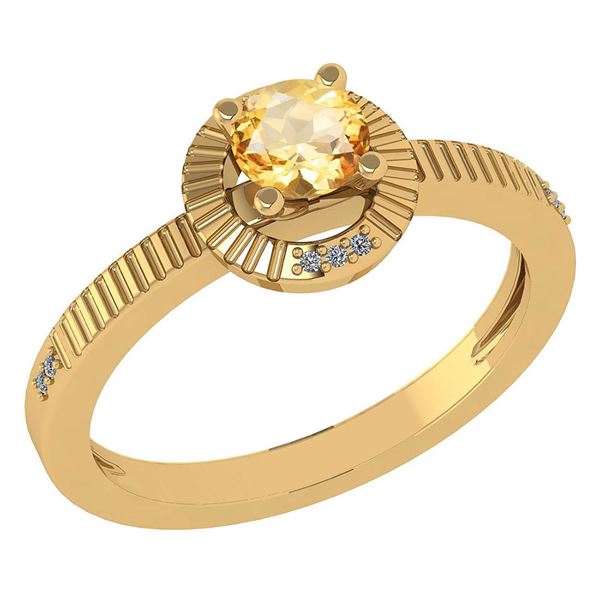 Certified 0.37 CTW Citrine And Diamond 14k Yellow Gold