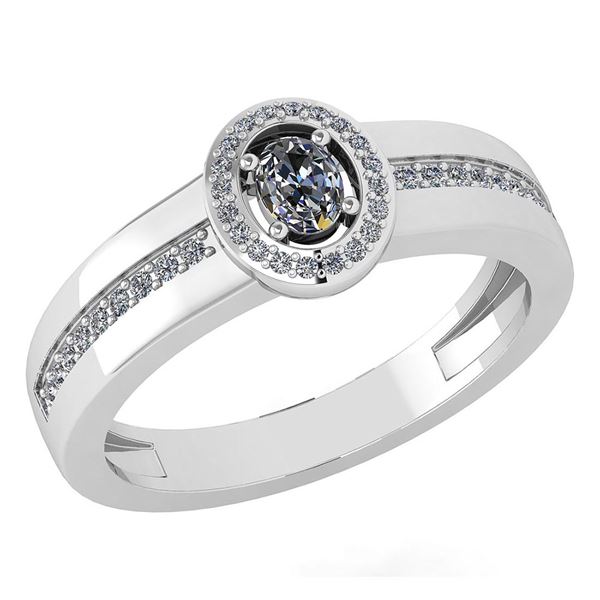 Certified 0.35 Ctw Diamond 14K White Gold Halo Ring