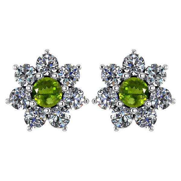 Certified 1.86 Ctw Peridot And Diamond 14k White Gold H