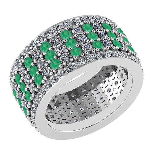 Certified 3.36 Ctw Emerald And Diamond 18K White Gold H